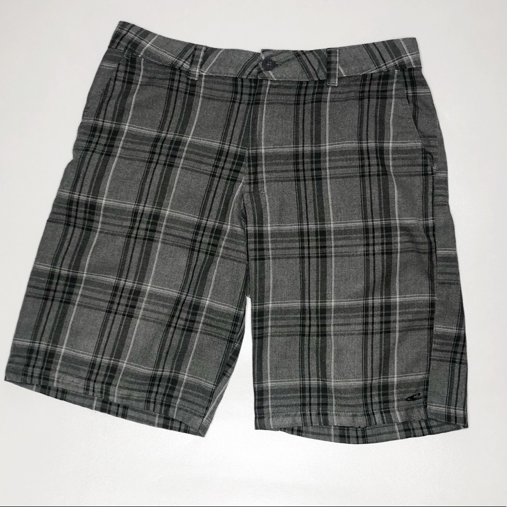 O'Neill Plaid Casual Shorts Mens Size 34 Gray